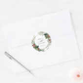 Botanische Vakantie Groene Rood Bessen Bruiloft Ronde Sticker (Envelop)