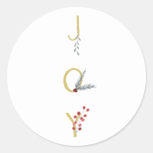 Botanische Vakantie Vreugde Rustiek Goud Minimal F Ronde Sticker