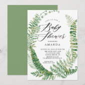Botanische varen Baby shower uitnodiging (Voorkant / Achterkant)