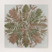 Botanische varen groene koper geperste bladeren legpuzzel (Horizontaal)