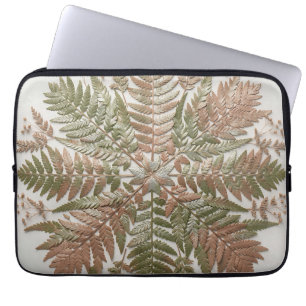 Botanische varen groene koperen geperste bladeren laptop sleeve