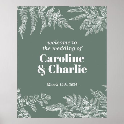Botanische varen Woodland bruiloft welkomstbord Poster (Voorkant)