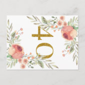 Botanische verf en goudglitter 40e verjaardag uitnodiging briefkaart (Achterkant)