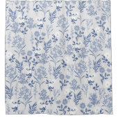 Botanische verf met blauwe bloemen douchegordijn (Voorkant)