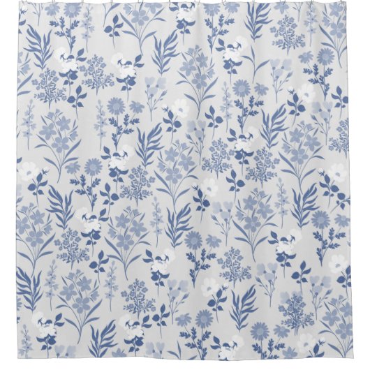 Botanische verf met blauwe bloemen douchegordijn (Voorkant)