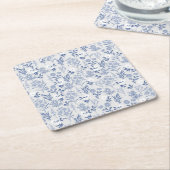 Botanische verf met blauwe bloemen kartonnen onderzetters (Schuin)