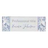 Botanische verf met blauwe bloemen naambadge (Voorkant)