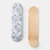 Botanische verf met blauwe bloemen persoonlijk skateboard (Voorkant)