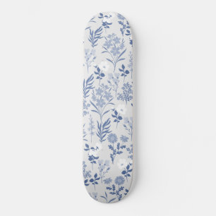 Botanische verf met blauwe bloemen persoonlijk skateboard