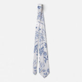 Botanische verf met blauwe bloemen stropdas (Achterkant)