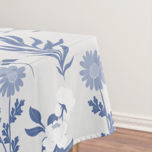 Botanische verf met blauwe bloemen tafelkleed (Voorbeeld)