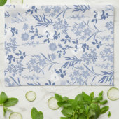 Botanische verf met blauwe bloemen theedoek (Gevouwen)