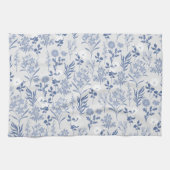 Botanische verf met blauwe bloemen theedoek (Horizontaal)