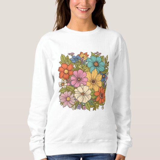 Botanische verfkleuren van wilde bloemen trui (Voorkant)