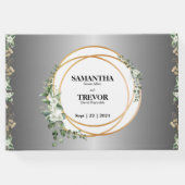 Botanische vergulde gouden ringen en gebladerte ga gastenboek (Achterkant)