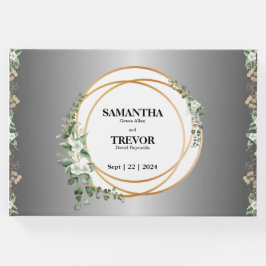 Botanische vergulde gouden ringen en gebladerte ga gastenboek