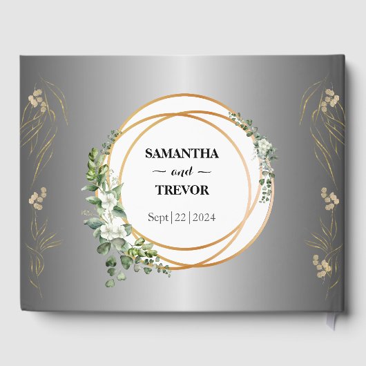 Botanische Vergulde Gouden Ringen & Gebladerte Gastenboek (Achterkant)