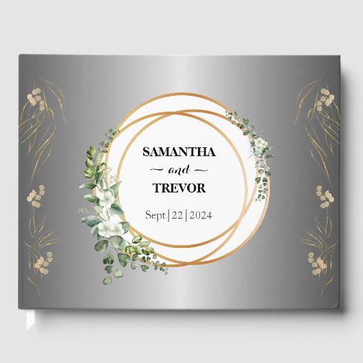 Botanische Vergulde Gouden Ringen & Loof Gastenboek (Voorkant)