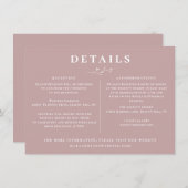 Botanische vertakking Dusty Mauve Roos Weddenschap Kaart (Voorkant / Achterkant)