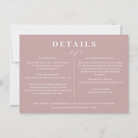 Botanische vertakking Dusty Mauve Roos Weddenschap Kaart (Voorkant)