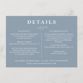 Botanische vertakking Stusty Blue Wedding Details Kaart