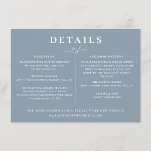Botanische vertakking Stusty Blue Wedding Details Kaart