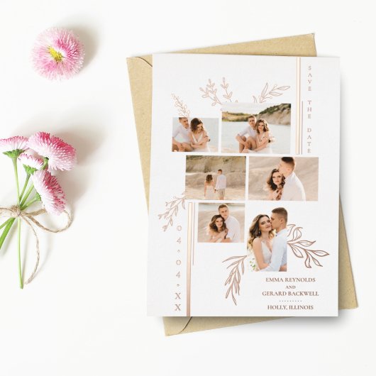 Botanische vertakkingen 6 Foto's Collage Folie Uitnodiging