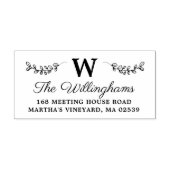 Botanische vertakkingen met bladmonogram  zelfinktende stempel (Design)