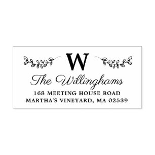 Botanische vertakkingen met bladmonogram  zelfinktende stempel