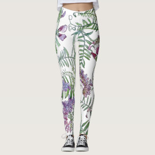 Botanische Vetch-bloemen over de Leggings