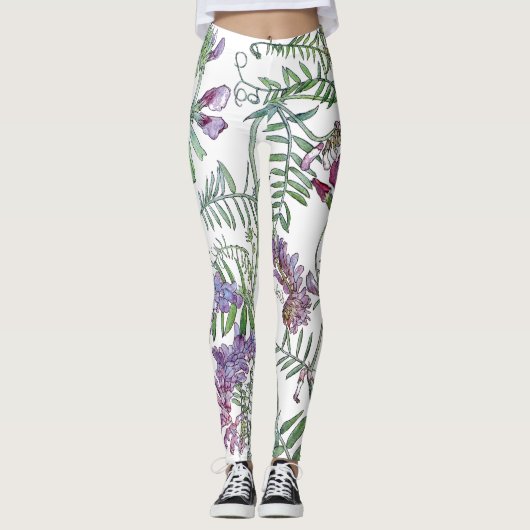 Botanische Vetch-bloemen over de Leggings (Voorkant)