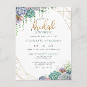 Botanische vetplanten en Gold Script Vrijgezellenf Uitnodiging Briefkaart (Voorkant)