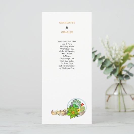 Botanische vetplanten | Strand gepersonaliseerd Programmakaart (Staand voorkant)