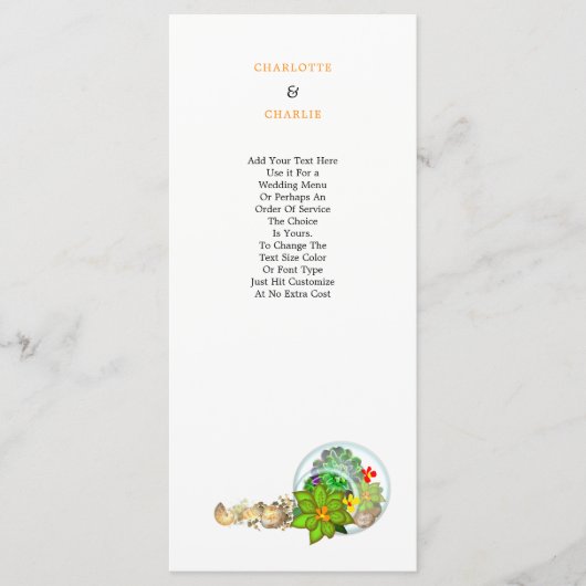 Botanische vetplanten | Strand gepersonaliseerd Programmakaart (Voorkant)