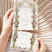 Botanische Victoriaans Bliss Bruiloft Geperforeerd All In One Uitnodiging