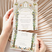 Botanische Victoriaans Bliss Bruiloft Geperforeerd All In One Uitnodiging