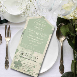 Botanische vier blad klaver groen chartreuse e-mai all in one uitnodiging