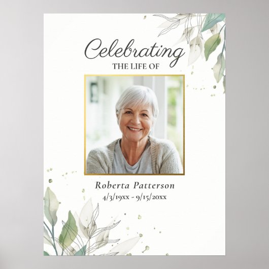 Botanische viering van het leven Foto Begrafenis Poster (Voorkant)