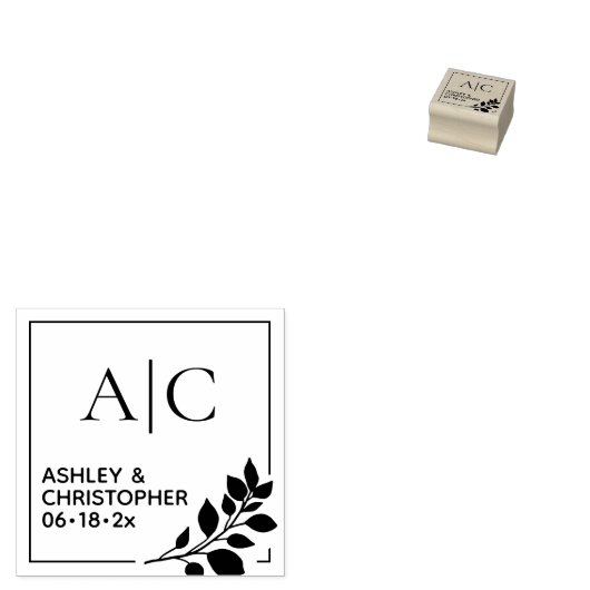 Botanische Vierkante Monogram Stempel van Rubber (Gestempeld)