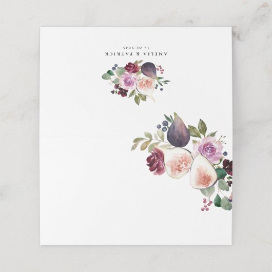 Botanische vijgen en bessen Bourgondische bloemenb Plaatskaartje (Buitenkant ongevouwen)