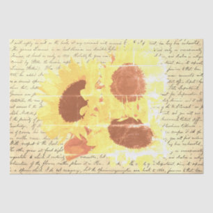 Botanische Vintage Beige Zonnebloemen Bloemen Bloe Tissuepapier