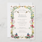 Botanische Vintage Bloemetuin Bruiloft Feest Kaart (Voorkant)