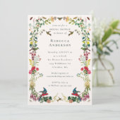 Botanische Vintage Bloemetuin Bruiloft Feest Kaart (Staand voorkant)