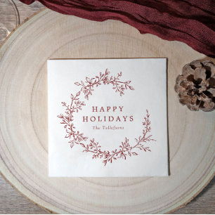 Botanische Vintage Bourgogne Krans Kerstmis Servet