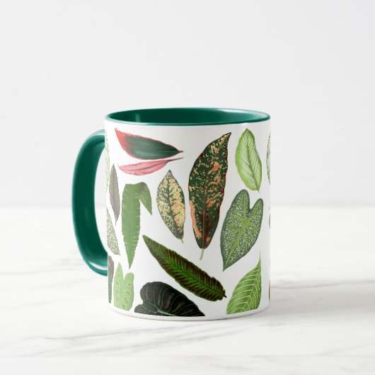 Botanische Vintage Groene Bladeren Mok (Voorkant links)