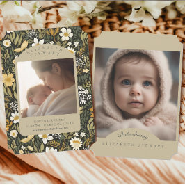 Botanische Vintage Herfst 2 Fotogeboorteaankondigi Kaart