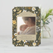 Botanische Vintage Herfst 2 Fotogeboorteaankondigi Kaart (Staand voorkant)