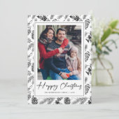 Botanische vintage kerstfoto feestdagenkaart (Staand voorkant)