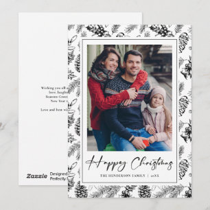 Botanische vintage kerstfoto feestdagenkaart