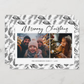 Botanische vintage kerstfoto feestdagenkaart (Voorkant / Achterkant)